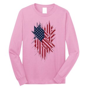 United States Flag Integrated With A Modern Long Sleeve Shirt