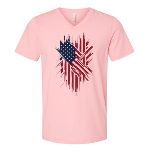 United States Flag Integrated With A Modern V-Neck T-Shirt