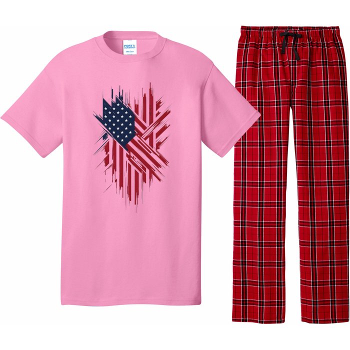 United States Flag Integrated With A Modern Pajama Set