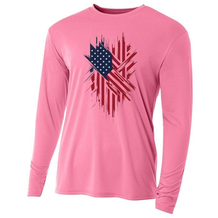 United States Flag Integrated With A Modern Cooling Performance Long Sleeve Crew