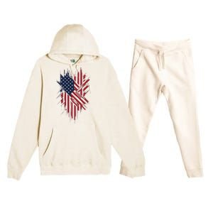 United States Flag Integrated With A Modern Premium Hooded Sweatsuit Set