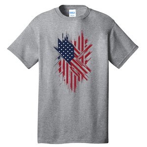 United States Flag Integrated With A Modern Tall T-Shirt