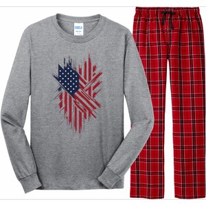 United States Flag Integrated With A Modern Long Sleeve Pajama Set