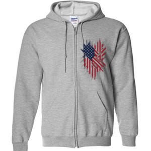 United States Flag Integrated With A Modern Full Zip Hoodie