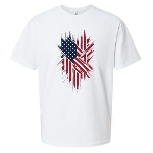 United States Flag Integrated With A Modern Sueded Cloud Jersey T-Shirt