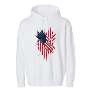 United States Flag Integrated With A Modern Garment-Dyed Fleece Hoodie