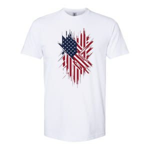 United States Flag Integrated With A Modern Softstyle CVC T-Shirt