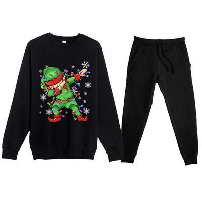 Ugly Sweater Gift Christmas Squad Dabbing Elf Gift Premium Crewneck Sweatsuit Set