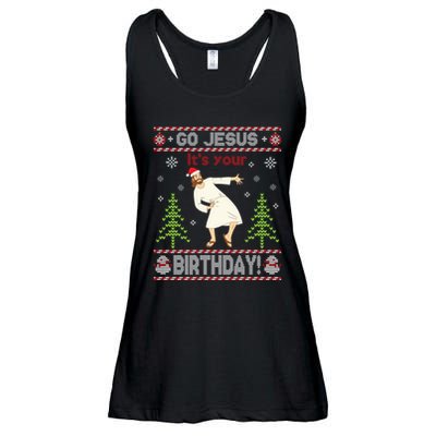 Ugly Sweater Go Jesus ItS Your Birthday Merry Christmas Day Long Sleeve Ladies Essential Flowy Tank