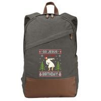 Ugly Sweater Go Jesus ItS Your Birthday Merry Christmas Day Long Sleeve Cotton Canvas Backpack