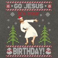 Ugly Sweater Go Jesus ItS Your Birthday Merry Christmas Day Long Sleeve Cotton Canvas Backpack