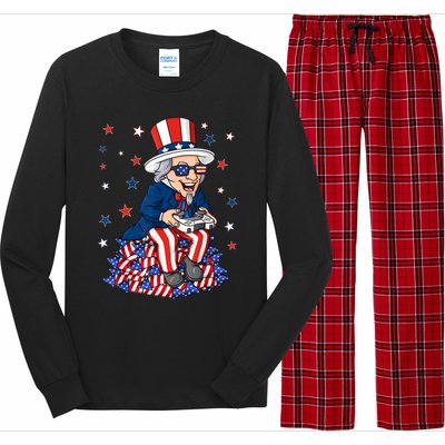 Uncle Sam Game Controller 4th Of July Boy Teens Gamer Long Sleeve Pajama Set