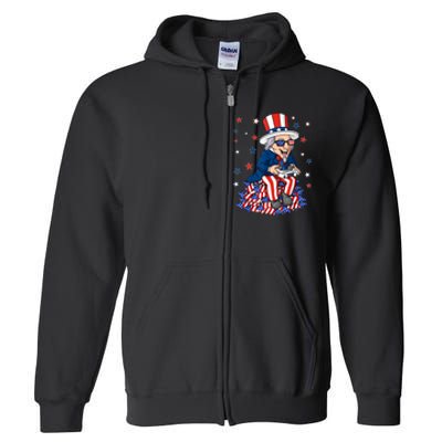 Uncle Sam Game Controller 4th Of July Boy Teens Gamer Full Zip Hoodie