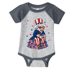 Uncle Sam Game Controller 4th Of July Boy Teens Gamer Infant Baby Jersey Bodysuit