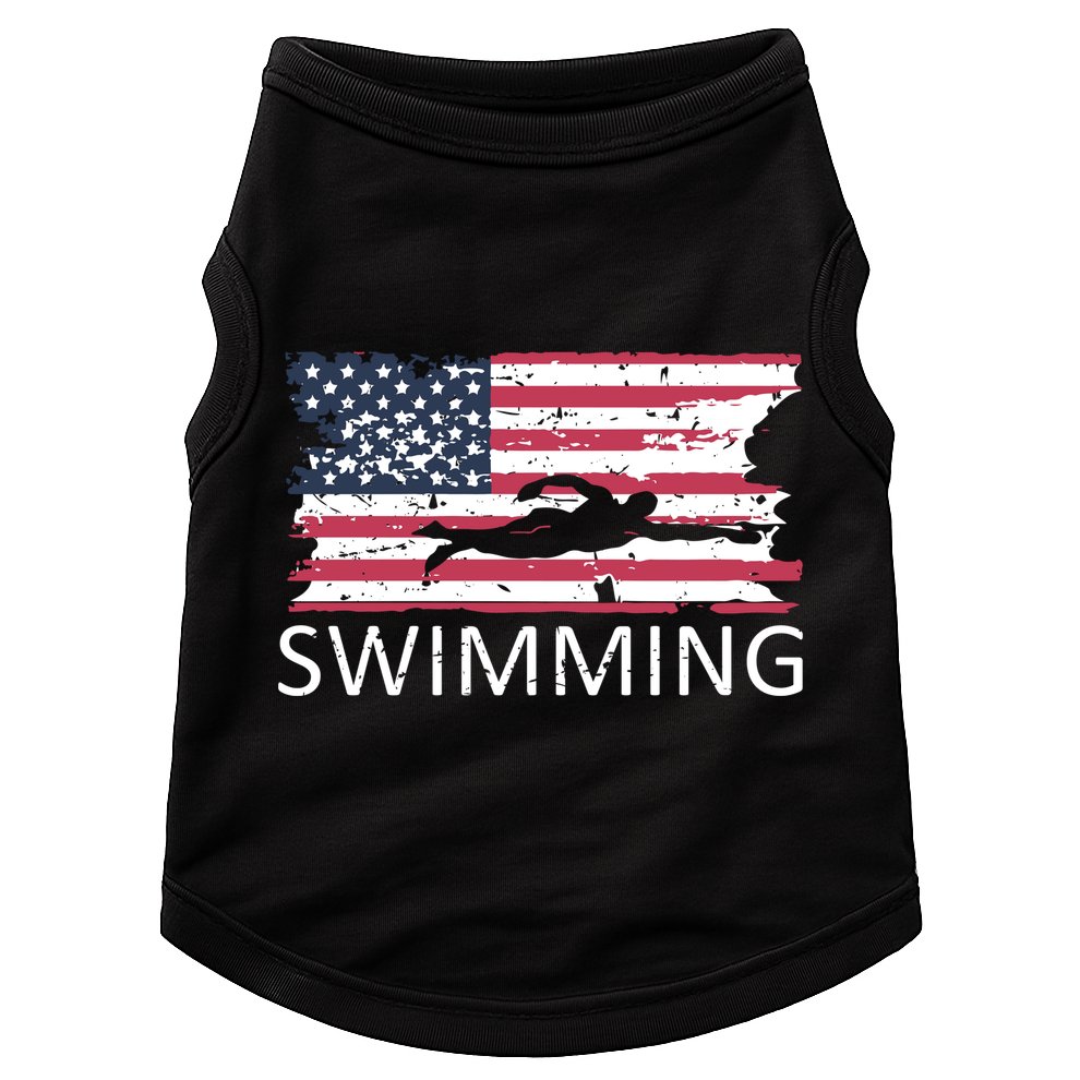 Usa Swimming Gift Distressed Us Flag Swimming Hoody Doggie Tank