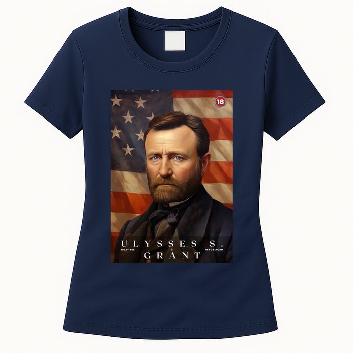 Ulysses S. Grant 18th President Of The United States Portrait Womens T-Shirt