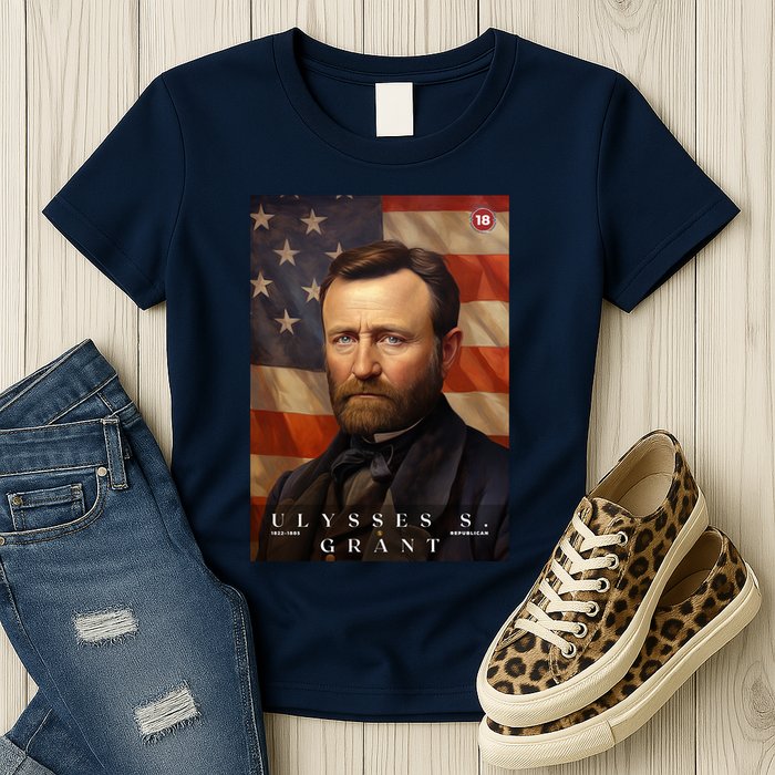 Ulysses S. Grant 18th President Of The United States Portrait Womens T-Shirt