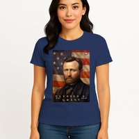 Ulysses S. Grant 18th President Of The United States Portrait Womens T-Shirt