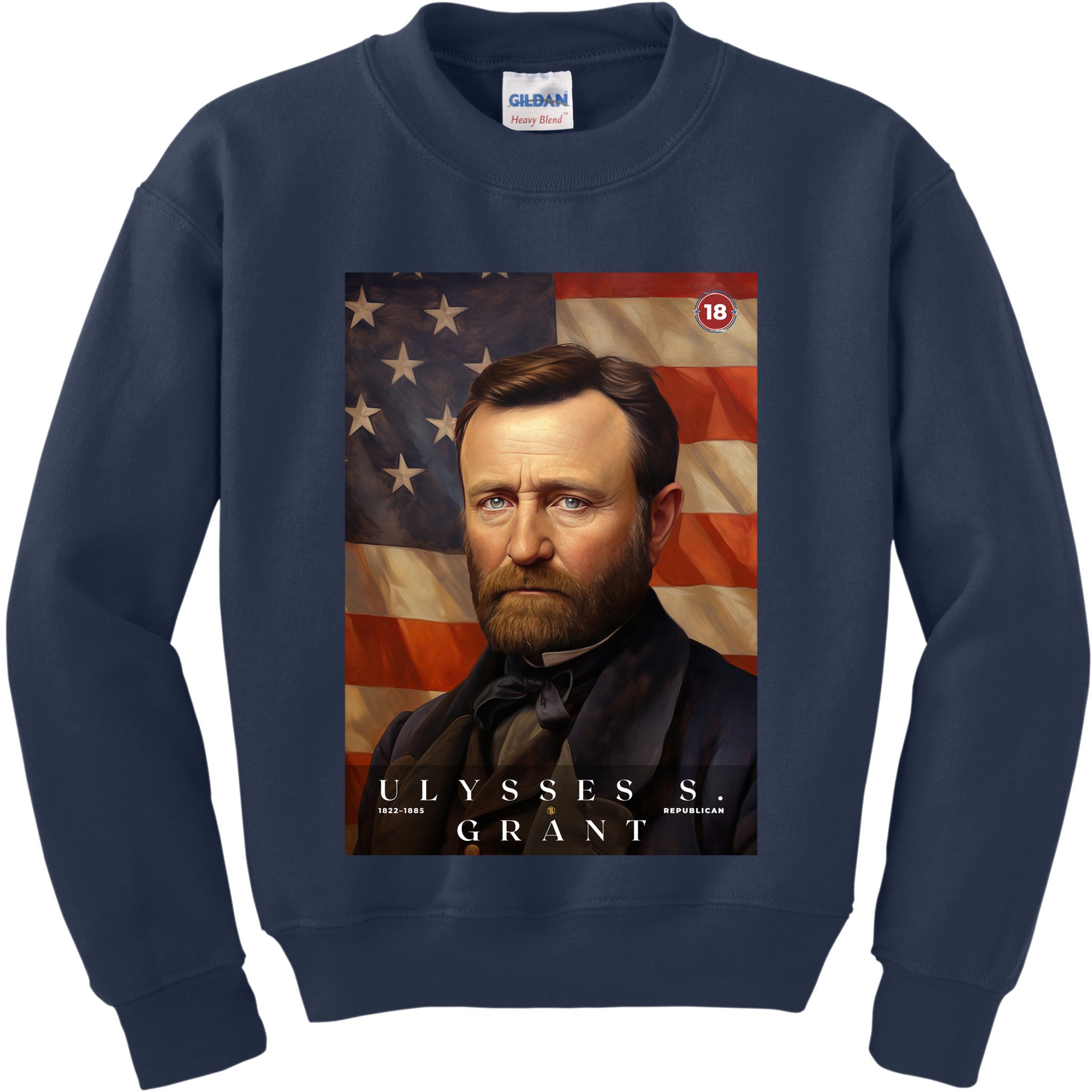 Ulysses S. Grant 18th President Of The United States Portrait Kids Sweatshirt