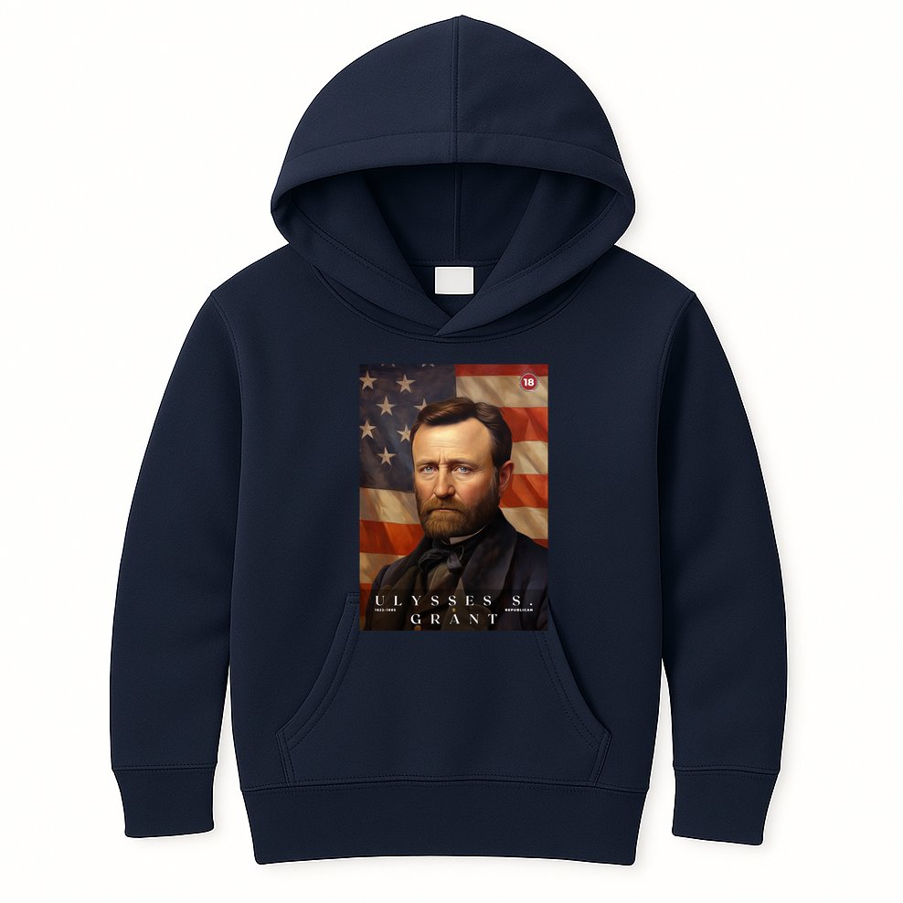 Ulysses S. Grant 18th President Of The United States Portrait Kids Hoodie
