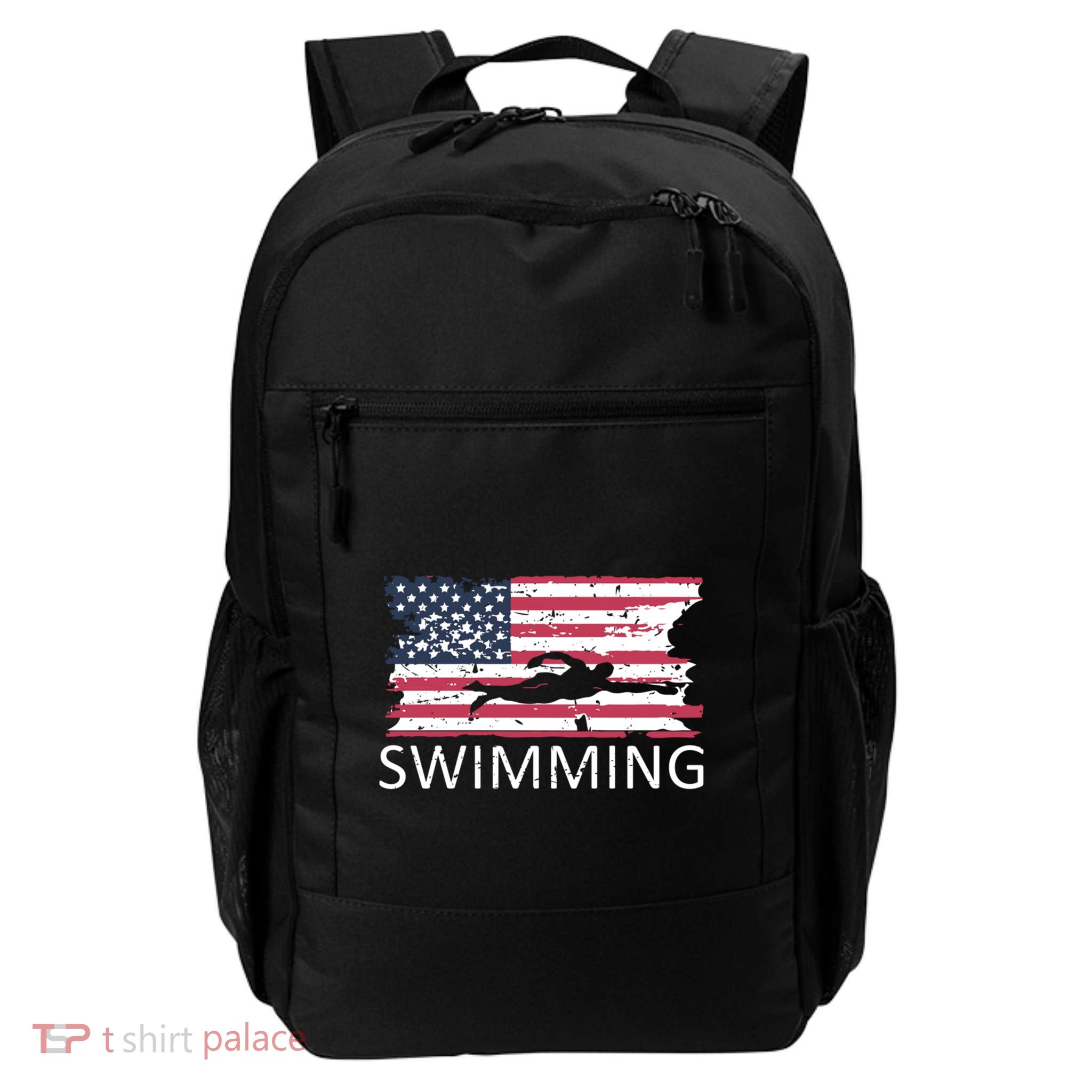 Usa Swimming Gift Distressed Us Flag Swimming Hoody Gift Daily Commute Backpack