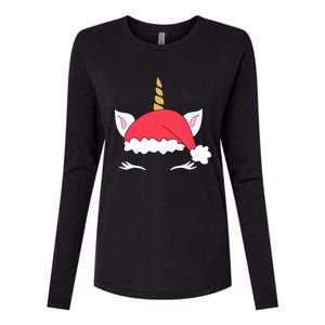 Unicorn Santa Hacute Gift Funny Christmas Gift Womens Cotton Relaxed Long Sleeve T-Shirt