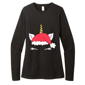 Unicorn Santa Hacute Gift Funny Christmas Gift Womens CVC Long Sleeve Shirt