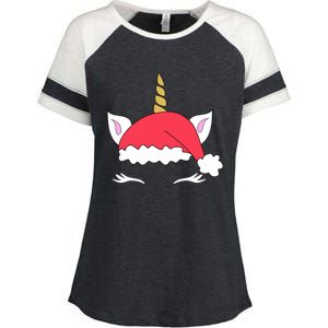 Unicorn Santa Hacute Gift Funny Christmas Gift Enza Ladies Jersey Colorblock Tee