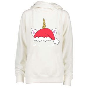 Unicorn Santa Hacute Gift Funny Christmas Gift Womens Funnel Neck Pullover Hood