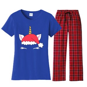 Unicorn Santa Hacute Gift Funny Christmas Gift Women's Flannel Pajama Set