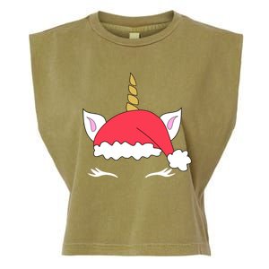 Unicorn Santa Hacute Gift Funny Christmas Gift Garment-Dyed Women's Muscle Tee