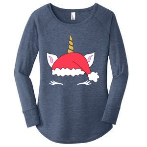 Unicorn Santa Hacute Gift Funny Christmas Gift Women's Perfect Tri Tunic Long Sleeve Shirt