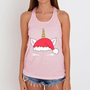 Unicorn Santa Hacute Gift Funny Christmas Gift Women's Knotted Racerback Tank