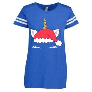 Unicorn Santa Hacute Gift Funny Christmas Gift Enza Ladies Jersey Football T-Shirt