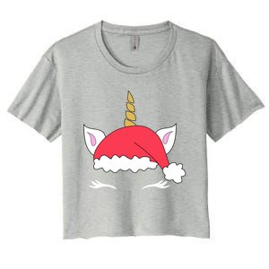 Unicorn Santa Hacute Gift Funny Christmas Gift Women's Crop Top Tee