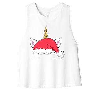 Unicorn Santa Hacute Gift Funny Christmas Gift Women's Racerback Cropped Tank