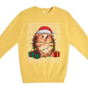 Ugly Santa Hat Hedgehog Christmas Xmas Sweater Style Premium Crewneck Sweatshirt