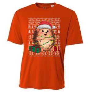 Ugly Santa Hat Hedgehog Christmas Xmas Sweater Style Cooling Performance Crew T-Shirt