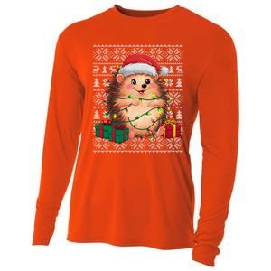 Ugly Santa Hat Hedgehog Christmas Xmas Sweater Style Cooling Performance Long Sleeve Crew