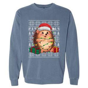 Ugly Santa Hat Hedgehog Christmas Xmas Sweater Style Garment-Dyed Sweatshirt