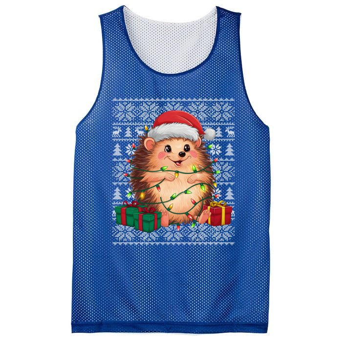 Ugly Santa Hat Hedgehog Christmas Xmas Sweater Style Mesh Reversible Basketball Jersey Tank