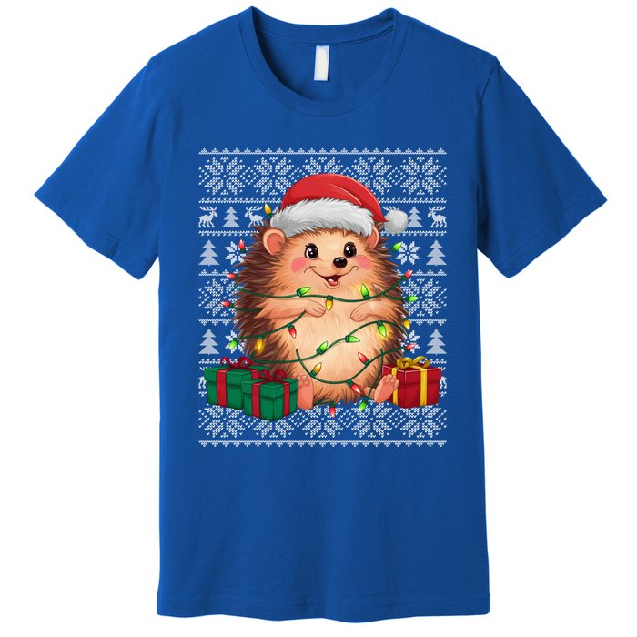 Ugly Santa Hat Hedgehog Christmas Xmas Sweater Style Premium T-Shirt