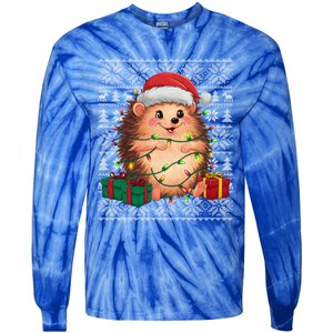 Ugly Santa Hat Hedgehog Christmas Xmas Sweater Style Tie-Dye Long Sleeve Shirt