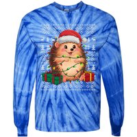 Ugly Santa Hat Hedgehog Christmas Xmas Sweater Style Tie-Dye Long Sleeve Shirt