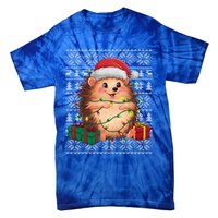 Ugly Santa Hat Hedgehog Christmas Xmas Sweater Style Tie-Dye T-Shirt