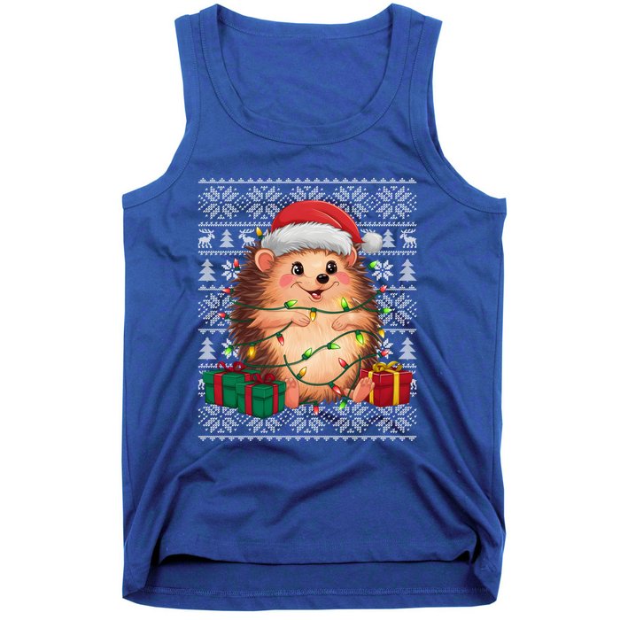 Ugly Santa Hat Hedgehog Christmas Xmas Sweater Style Tank Top