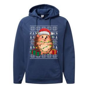 Ugly Santa Hat Hedgehog Christmas Xmas Sweater Style Performance Fleece Hoodie