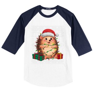 Ugly Santa Hat Hedgehog Christmas Xmas Sweater Style Baseball Sleeve Shirt