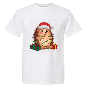 Ugly Santa Hat Hedgehog Christmas Xmas Sweater Style Garment-Dyed Heavyweight T-Shirt