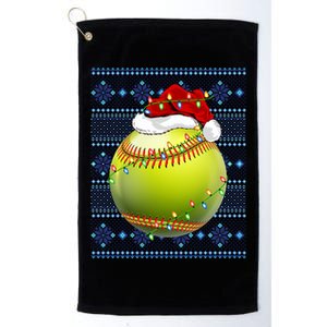 Ugly Sweater Holiday Xmas Lights Softball Santa Christmas Gift Platinum Collection Golf Towel